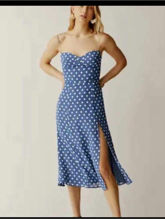 Reformation Dresses & Skirts - Reformation Juliette Blue Polka Dot Midi Dress